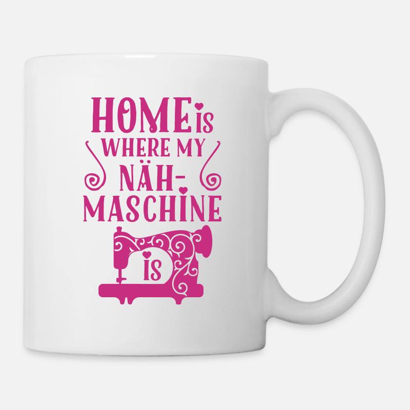 Home is where my Nähmaschine is - Tasse - Weiß