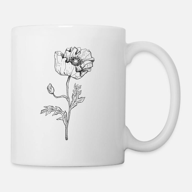 Mohn Mohnblume Poppy Papaver - Tasse - Weiß