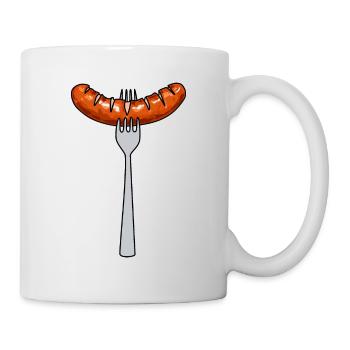 Sausage with fork sausage fork - Mug - white - Right