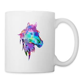 tête de cheval, cheval, aquarelle, coloré, peinture - Mug blanc - blanc - Droite