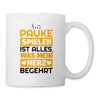 Pauke Geschenke - Tasse - Weiß - Rechts