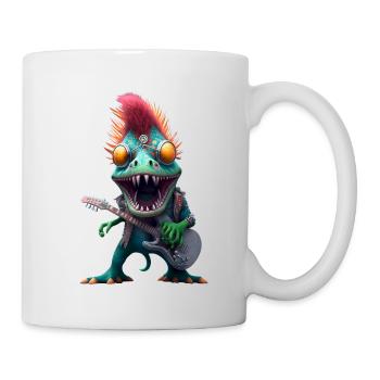 Dinosaurier Musiker Dino Gitarre Metal - Tasse - Weiß - Rechts