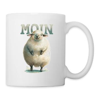 Schaf sagt MOIN Begrüßung Hallo Gute Laune - Tasse - Weiß - Rechts