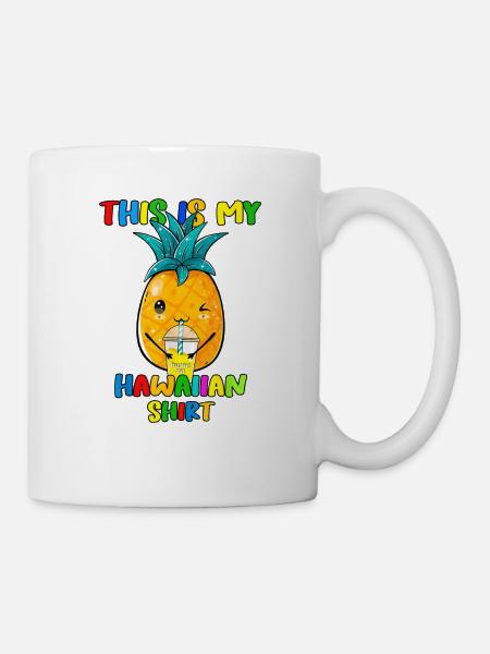 Voici ma chemise hawaïenne Hawaii Beach Ananas - Mug blanc - blanc