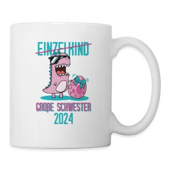 Einzelkind Große Schwester 2024 Schwangerschaft - Tasse - Weiß - Rechts