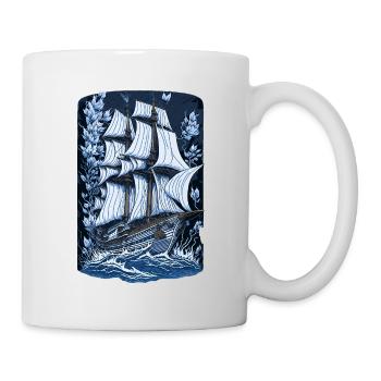 Sailing Ship Line Art Illustration - Mug - white - Right
