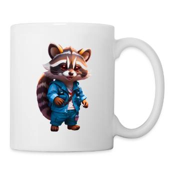 Happy Chibi raccoon racoon in jeans - Mug - white - Right