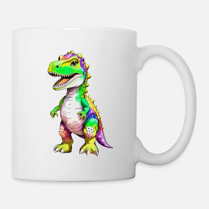 Rainbow T-Rex Dinosaur - Mug - white
