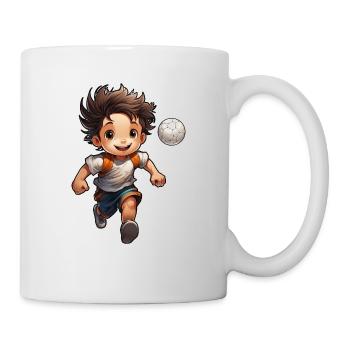 Ein Junge spielt Fussball, schöne Illustration - Tasse - Weiß - Rechts