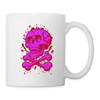 Graffiti Crâne de Pirate Rose - Mug blanc - blanc - Droite