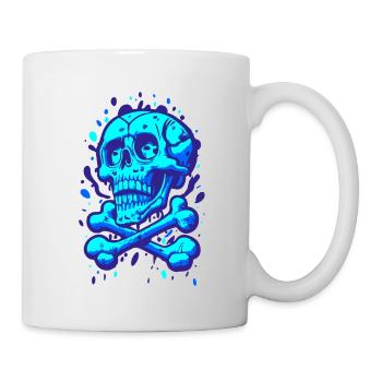 Graffiti Pirate Crâne Bleu - Mug blanc - blanc - Droite