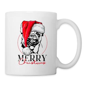 Santa Mops Merry Christmas Hunde Hund Wilsigns - Tasse - Weiß - Rechts