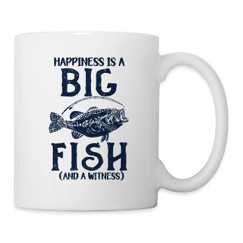 Angler Fishing Gift Idea Happiness Is A Big Fish - Mug - white - Right