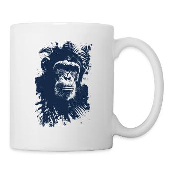 Chimpanzee Palm Trees Blueprint - Mug - white - Right