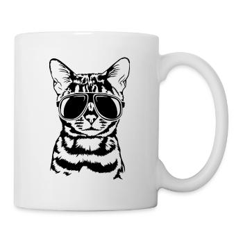 Bengal Katze cool Sonnenbrille Katzen Wilsigns - Tasse - Weiß - Rechts