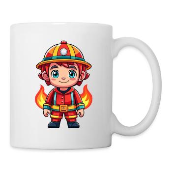Held in Rot der Feuerwehrmann - Tasse - Weiß - Rechts
