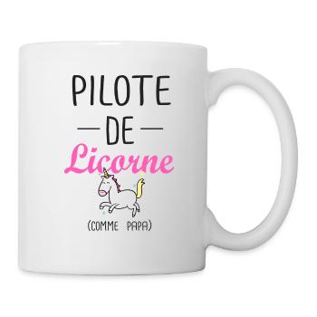 pilote de licorne papa anniversaire fille cheval - Mug blanc - blanc - Droite