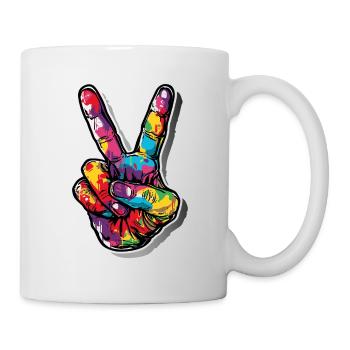Peace Graffiti Signe de la main Pulvérisateur - Mug blanc - blanc - Droite