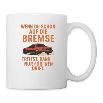 „Bremsen? Nur zum Driften.“ – Retro Car Design mit - Tasse - Weiß - Rechts