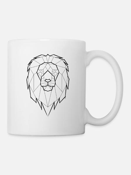 Löwe Geometrisch Geometrie - schwarz - Tasse - Weiß