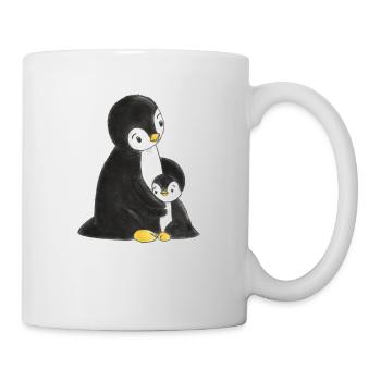 Pinguine kuscheln - Tasse - Weiß - Rechts