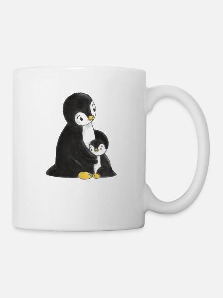 Pinguine kuscheln - Tasse - Weiß