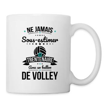 Sous-estimer un trentenaire avec ballon de volley - Mug blanc - blanc - Droite