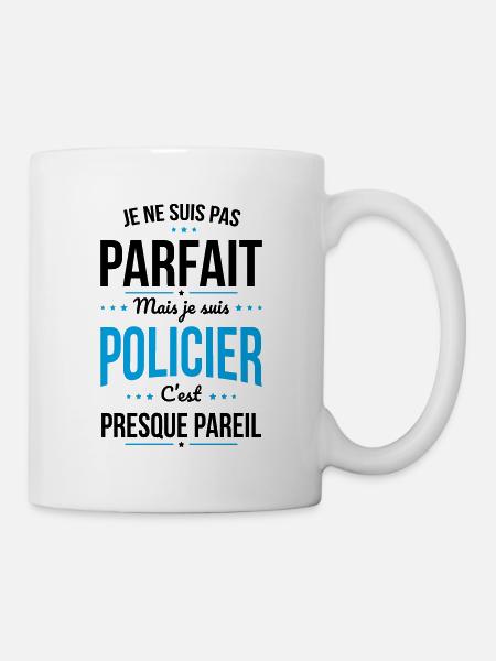 Je ne suis pas parfait mais je suis policier - Mug blanc - blanc