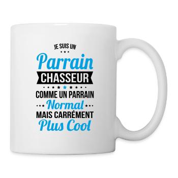 Parrain chasseur comme parrain normal plus cool - Mug blanc - blanc - Droite