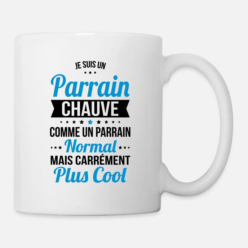 Parrain chauve comme parrain normal plus cool - Mug blanc - blanc