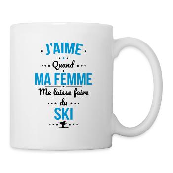 J'aime quand ma femme me laisse faire du ski - Mug blanc - blanc - Droite