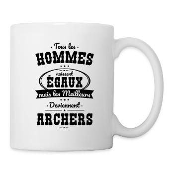 Hommes naissent égaux meilleurs deviennent archers - Mug blanc - blanc - Droite