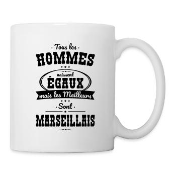 Hommes égaux les meilleurs sont Marseillais - Mug blanc - blanc - Droite