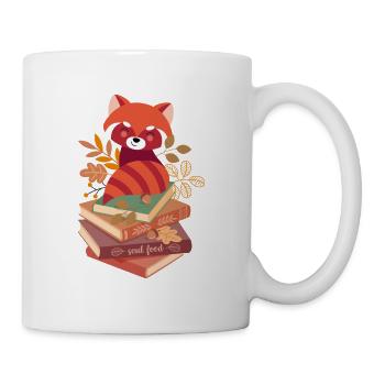 roter Panda auf Bücherstapel - Tasse - Weiß - Rechts