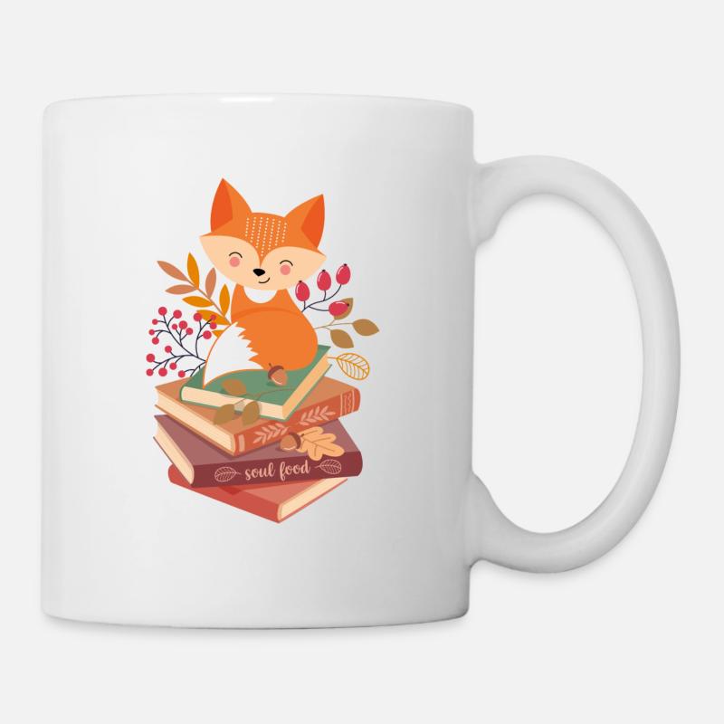 Renard sur une pile de livres - Mug blanc - blanc
