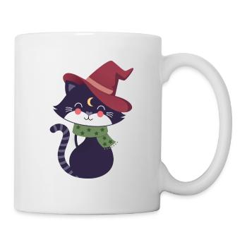 black cat with magic hat - Mug - white - Right