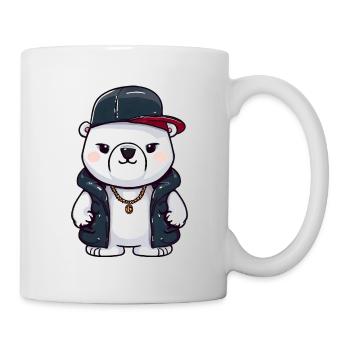 Gangster Eisbär mit Goldkette und Basecap - Tasse - Weiß - Rechts