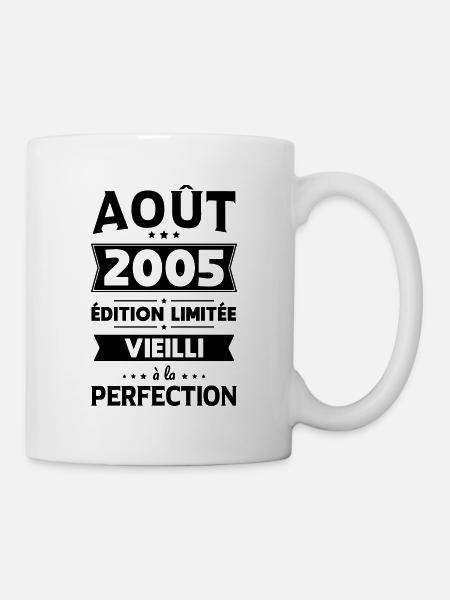 Anniversaire 20 ans - Août 2005 Perfection - Mug blanc - blanc