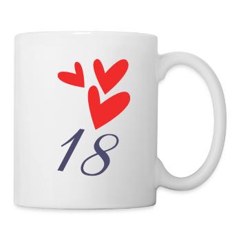 18. 18 JAHRE ALT. 18-JÄHRIGES JUBILÄUM. GEBURTSTAG 18 JAHRE. - Tasse - Weiß - Rechts