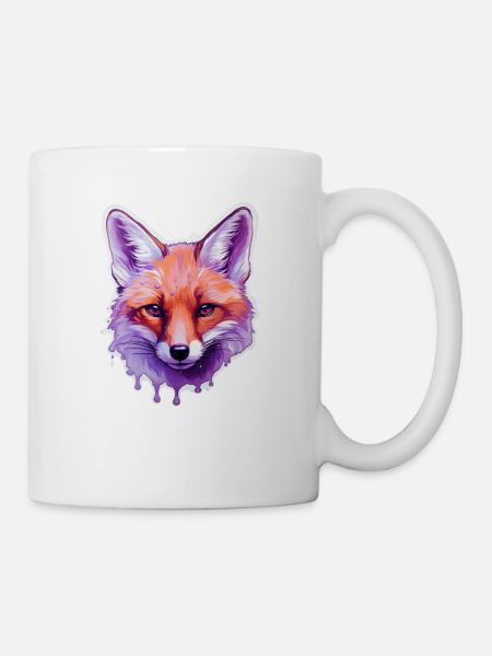 Bunter Fuchskopf - Tasse - Weiß