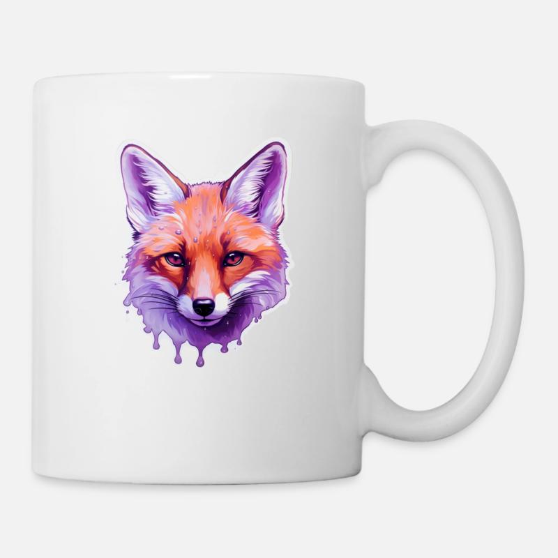 Bunter Fuchskopf - Tasse - Weiß