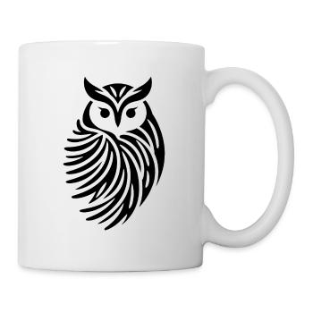Minimalistische Eule Abstrakte Silhouette - Tasse - Weiß - Rechts