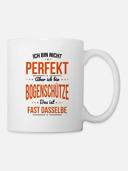 Ich bin nicht perfekt aber ich bin Bogenschütze - Tasse - Weiß