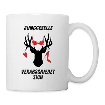 Junggeselle verabschiedet sich Hirsch Unterwäsche - Tasse - Weiß - Rechts