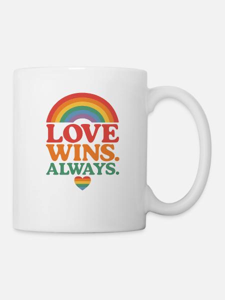 Love Wins. Always. – Pride motif with rainbow - Mug - white