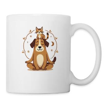 Zen Hund und Katze Meditation - Tasse - Weiß - Rechts