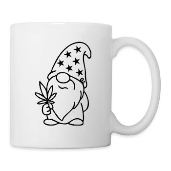 Zwerg/Wichtel mit Hanfblatt und Schlafmütze - Tasse - Weiß - Rechts