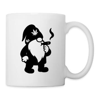 Kiffender Zwerg/Wichtel mit Joint - Weedlove - Tasse - Weiß - Rechts