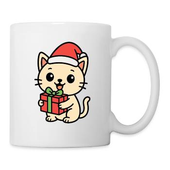 Kitten with Santa Hat and Gift - Mug - white - Right
