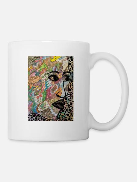 Visage abstrait en profil - Mug blanc - blanc